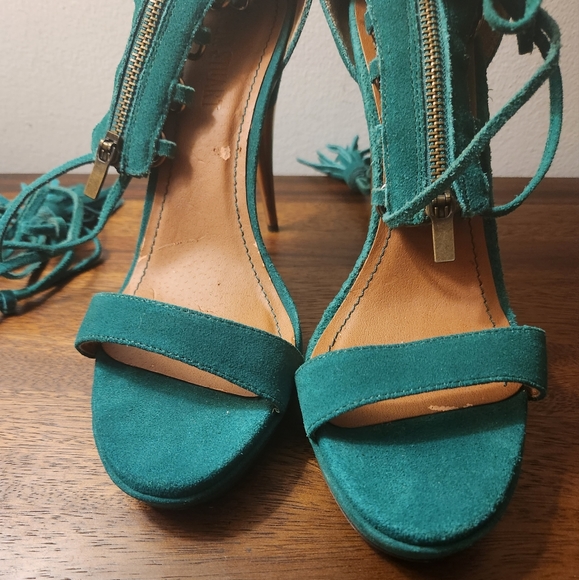 Colin Stuart | Suede Lace-Up Tasseled Gladiator Heels - Picture 3 of 8